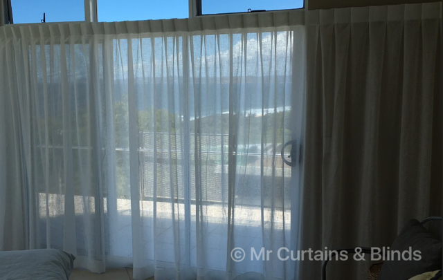 Inverted pleat sheer curtains Killcare home 1